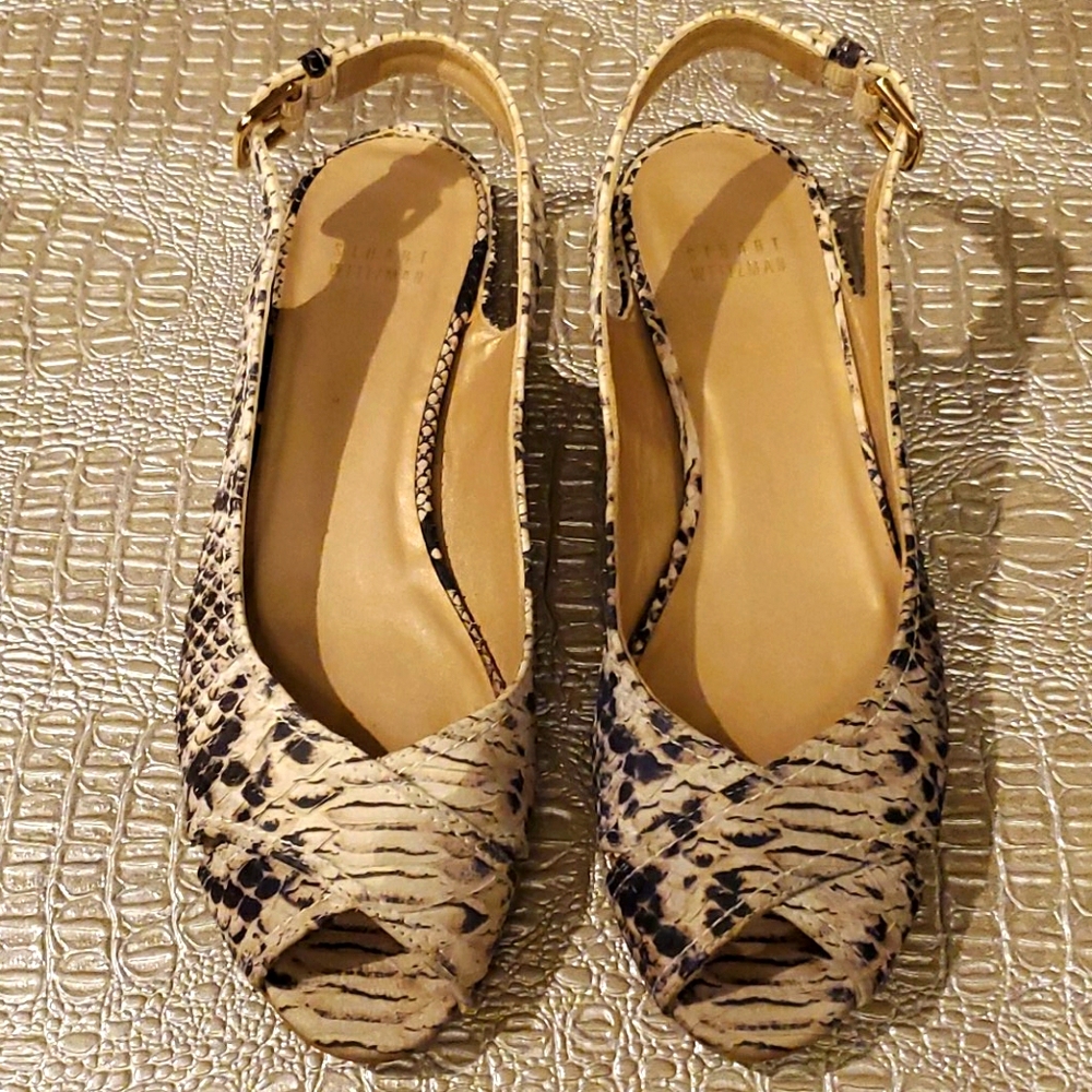 Stuart Weitzman Pointed Open Toe Reptile Flats - image 4